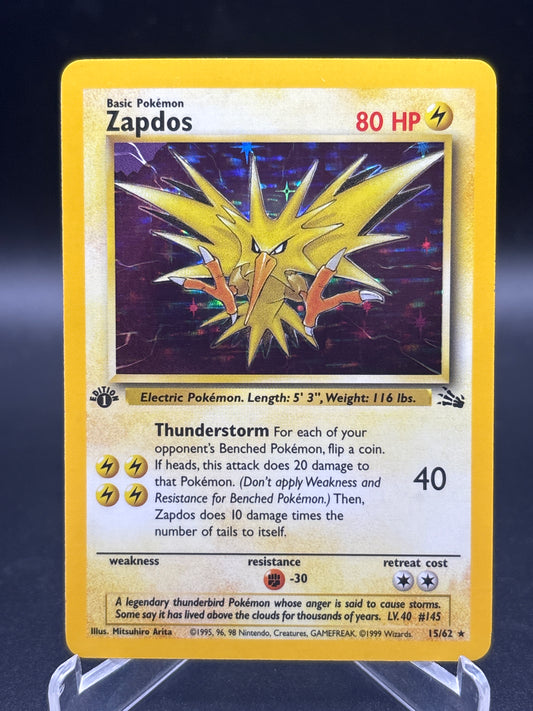 Pokémon TCG: 1999 Zapdos 15/62 1st Edition Fossil Holo