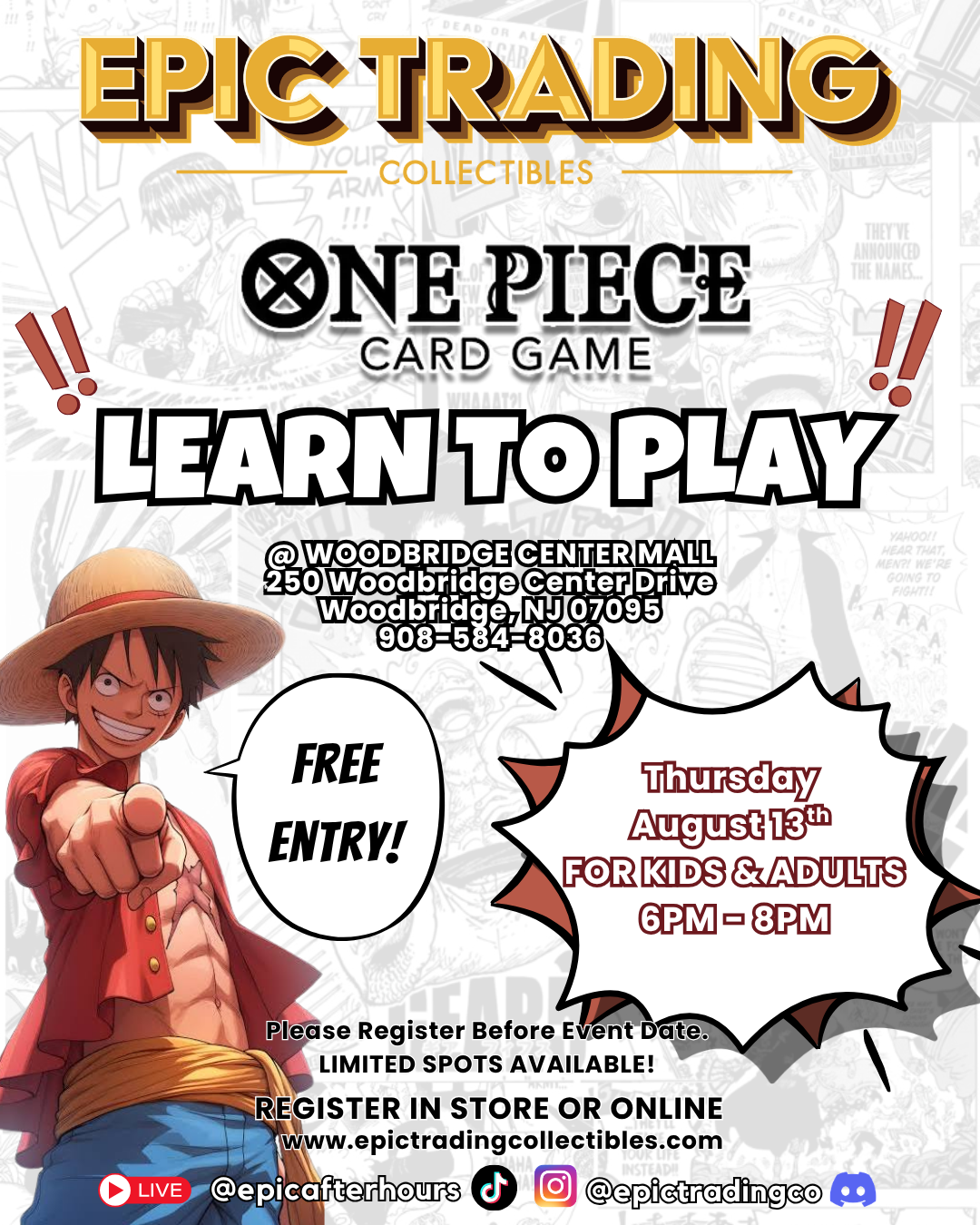 EPIC One Piece TCG - Learn to Play - Woodbridge