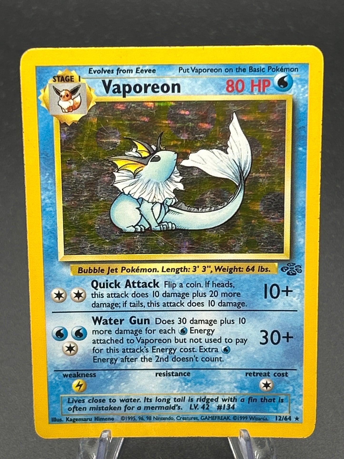 Pokémon TCG: 1999 Vaporeon - 12/64 - Jungle Unlimited Holo - DMG