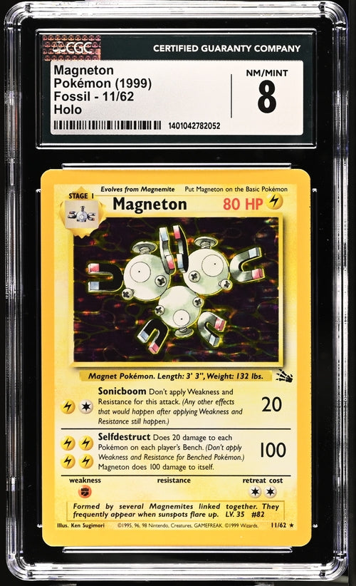 CGC 8 Pokémon TCG: 1999 Magneton 11/62 Fossil Holo