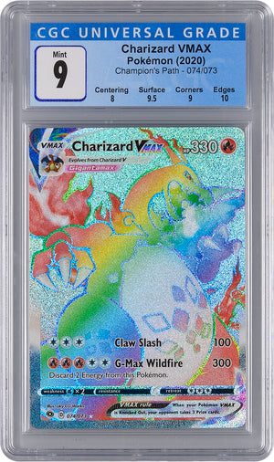 CGC 9 Pokémon TCG: 2020 Charizard VMAX 074/073 SWSH: Champion's Path Rainbow Rare