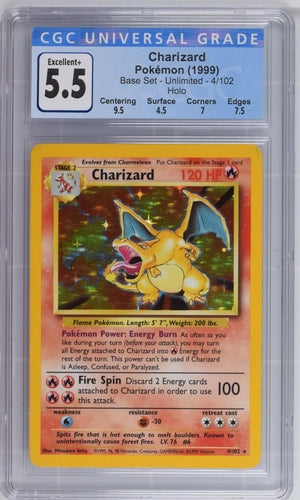 CGC 5.5 Pokémon TCG: 1999 Charizard 4/102 Base Set Holo