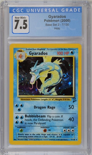 CGC 7.5 Pokémon TCG: 2000  Gyarados - 7/130 - Base Set 2