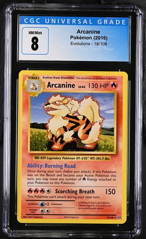 CGC 8 Pokémon TCG: 2016 Arcanine - 18/108 - XY: Evolutions