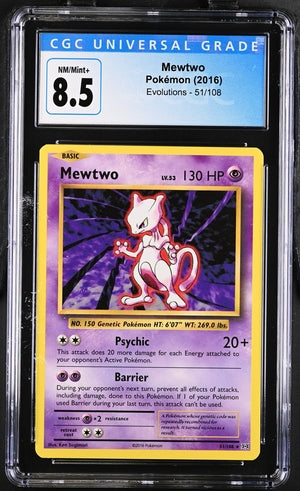 CGC 8.5 Pokémon TCG: 2016 Mewtwo 51/108 XY: Evolutions