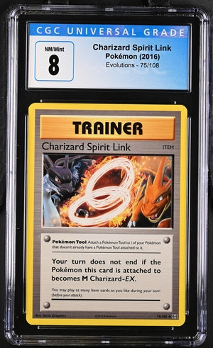 CGC 8 Pokémon TCG: 2016 Charizard Spirit Link - 75/108 - Evolutions
