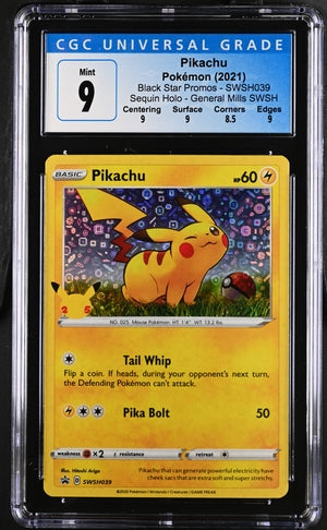 CGC 9 Pokémon TCG: 2021 Pikachu - SWSH039 - SWSH039: General Mills Promo