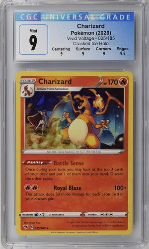 CGC 9 Pokemon TCG: 2020 Charizard 025/185 - Vivid Voltage - Cracked Ice