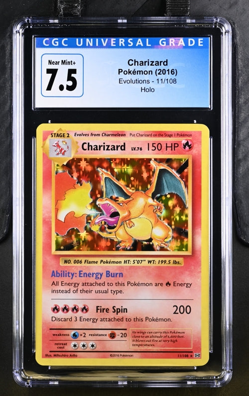 CGC 7.5 Pokémon TCG: 2016 Charizard - 11/108 - Evolutions Holo