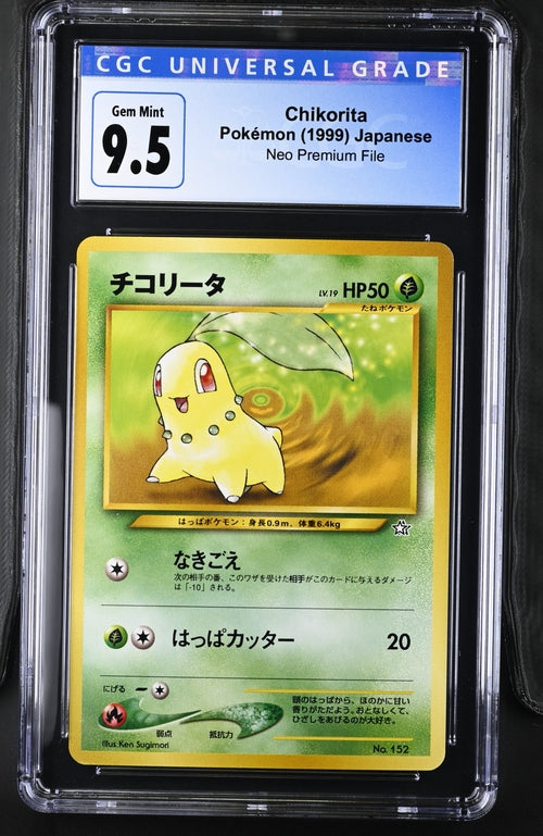CGC 9.5 Pokémon TCG: 1999 Japanese Chikorita Neo Preminum File No. 152