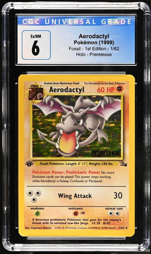 CGC 6 Pokémon TCG: 1999 Aerodactyl 1/62 1st Edition Fossil Prerelease