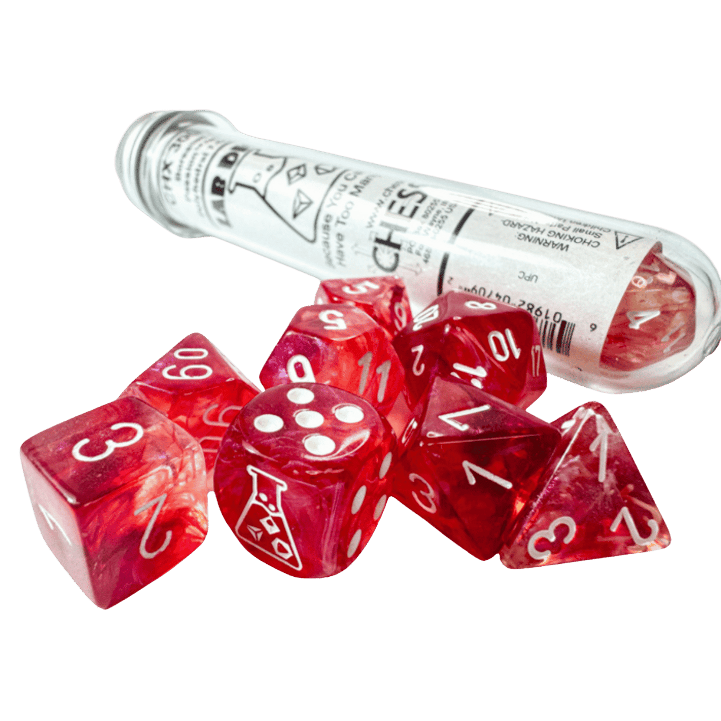 Chessex: Dice Poly Lab 9 Borealis Passion/White Luminary 7ct Set