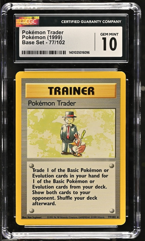 CGC 10 Pokémon TCG: 1999 Pokémon Trader 77/102 Base Set Non-Holo Rare