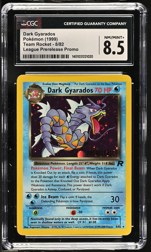 CGC 8.5 - Pokémon TCG: 1999 Dark Gyarados 8/82 Team Rocket League Prerelease Promo