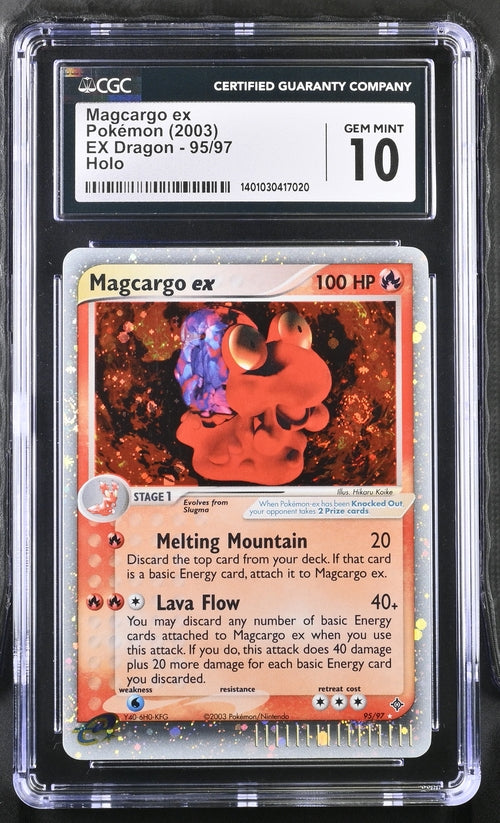 CGC 10  Pokémon TCG: 2003 Magcargo ex 95/97 EX: Dragon