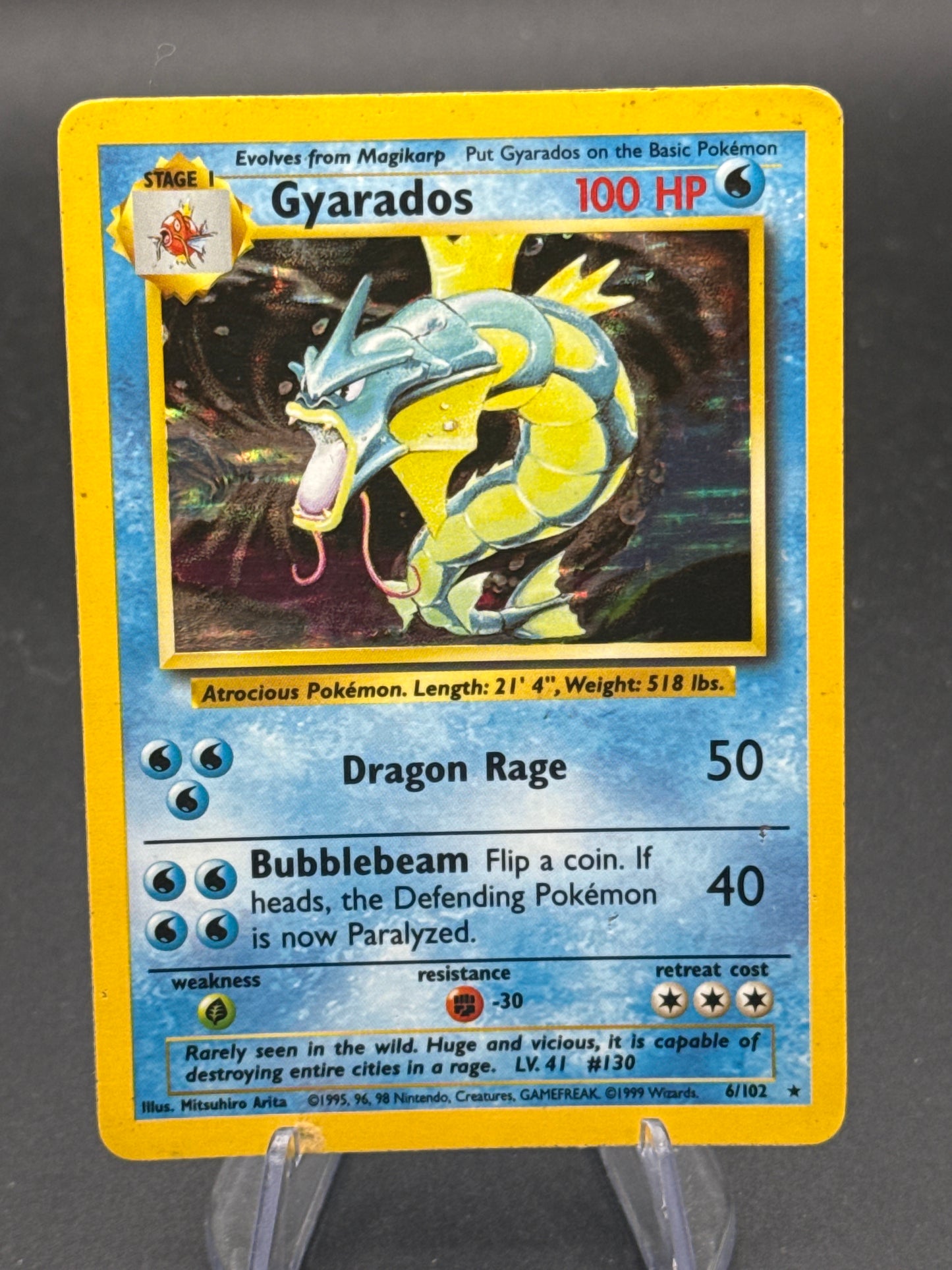 Pokémon TCG: 1999 Gyarados 6/102 Base Set Holo (Damage)