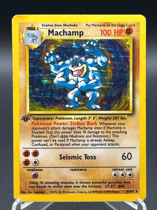 Pokémon TCG: 1999 1st Edition Machamp 8/102 Base Set Holo (Damaged)