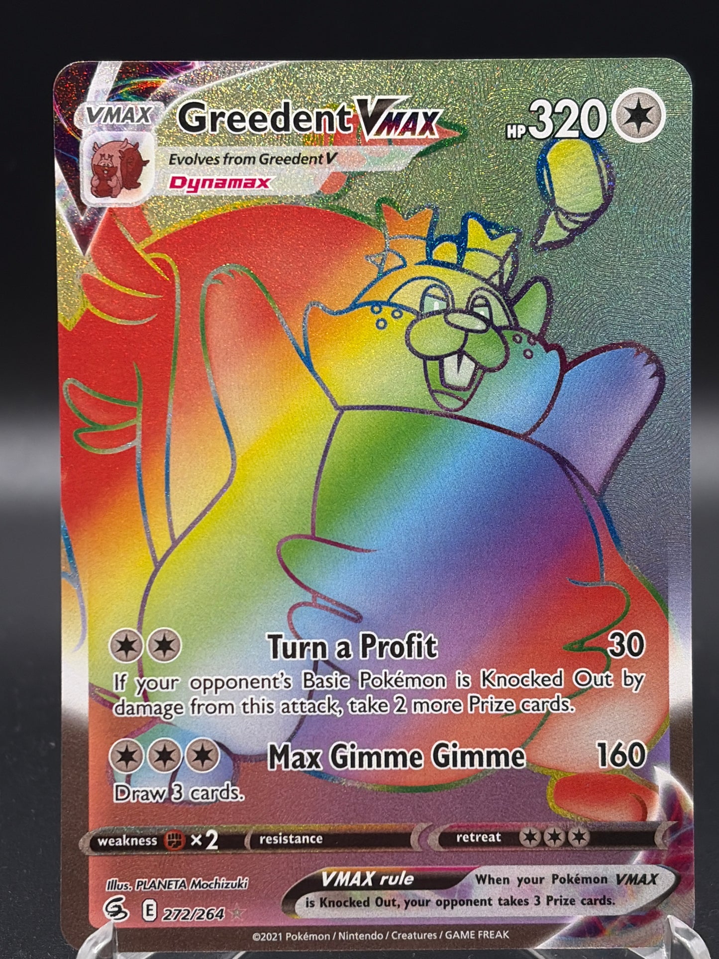 Pokémon TCG: 2021 Greedent VMAX 272/264 S&S: Fusion Strike Rainbow