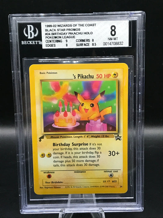 BGS 8 Pokémon TCG: 1999 Birthday Pikachu Holo #24 Promo