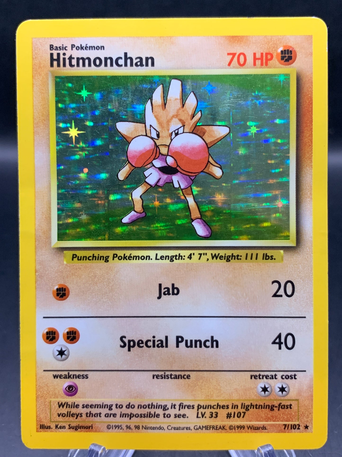 Pokémon TCG: 1999 Hitmonchan - 7/102 - Base Set Holo