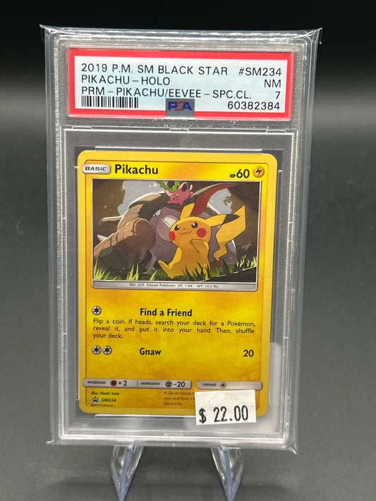 PSA 7 Pokemon TCG: SM Black Star Pikachu Holo - PRM - Pikachu/Eevee - SPC.CL