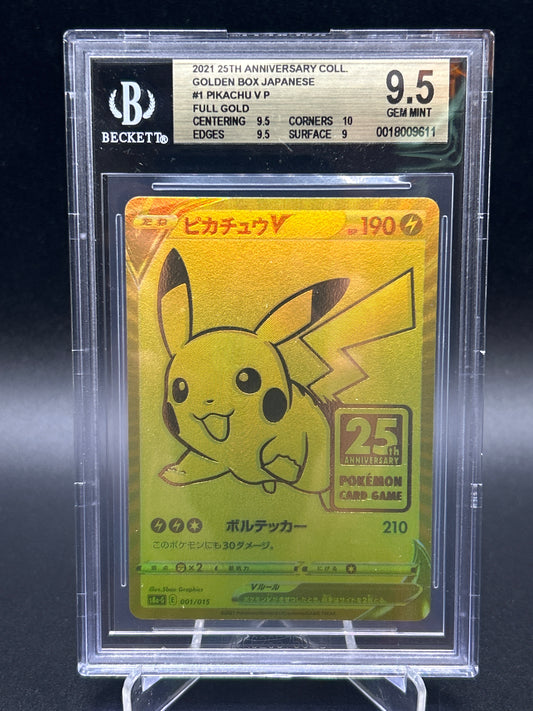 BGS 9.5 Pokémon TCG: 2021 Japanese Pikachu V 001/015 s8a-G: 25th Anniversary Golden Box Promo