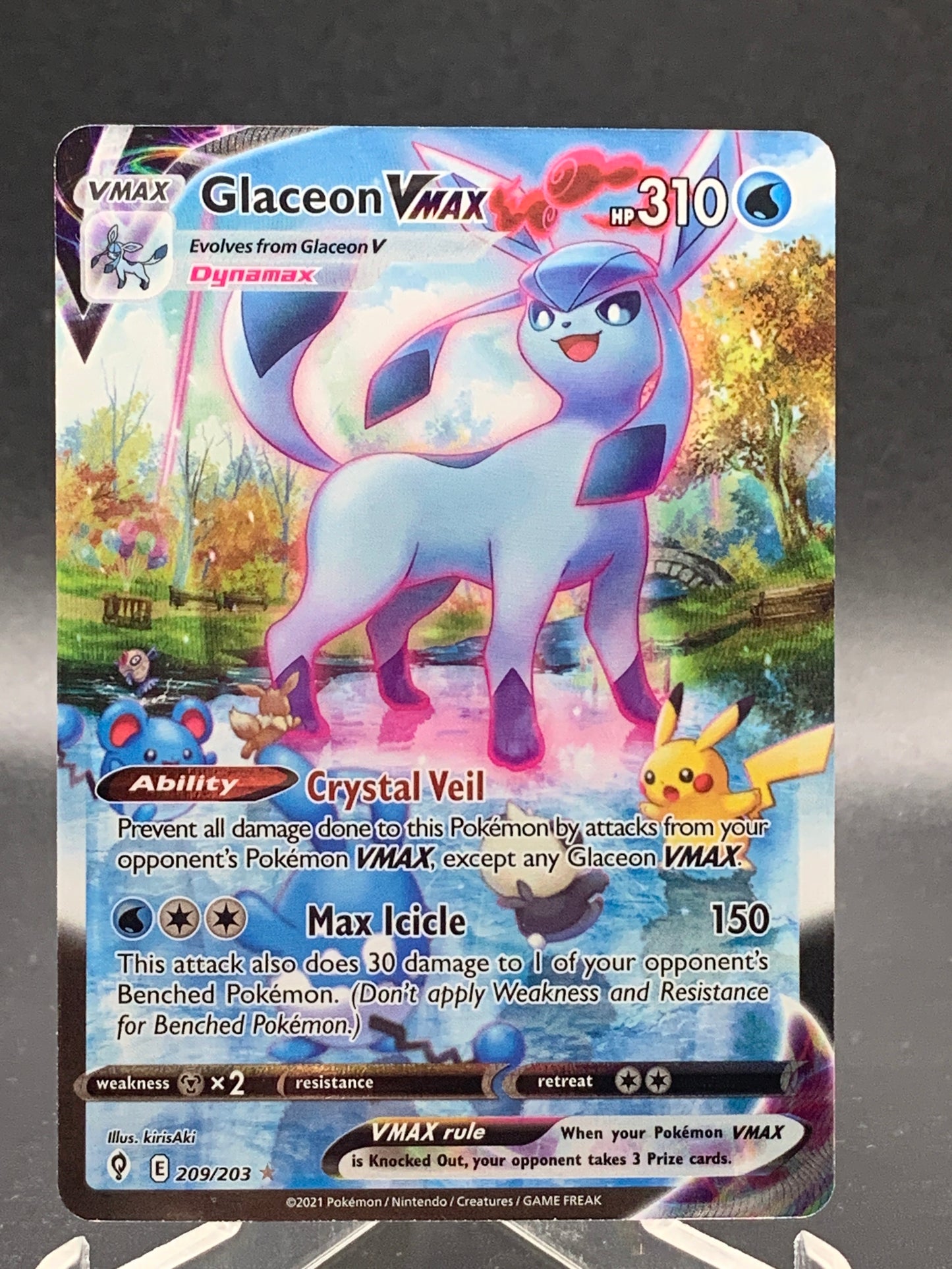 Pokémon TCG: 2021 Glaceon Vmax 209/203 SW&SH: Evolving Skies Alt Art