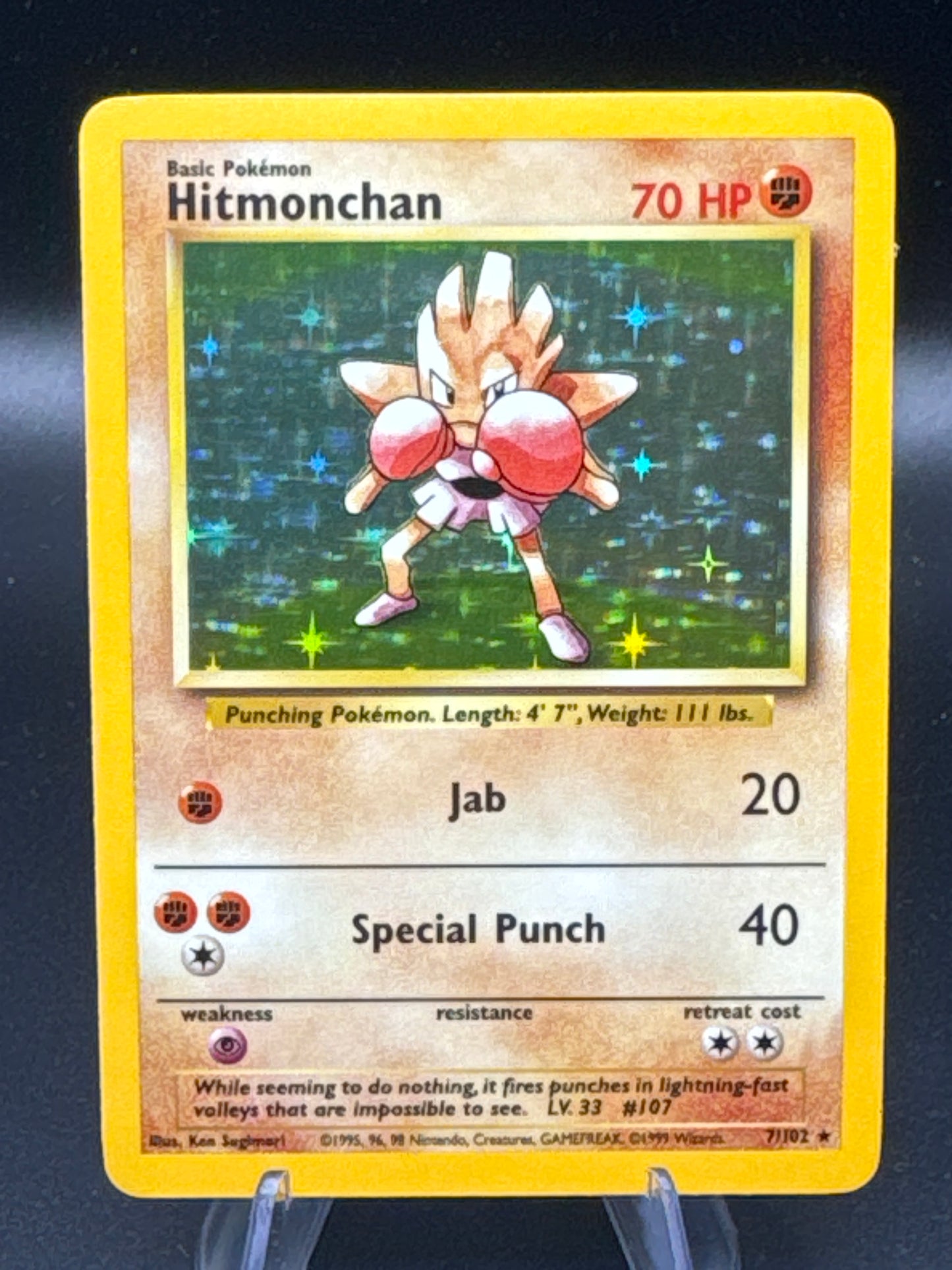 Pokémon TCG: 1999 Hitmonchan 7/102 Base Set Holo