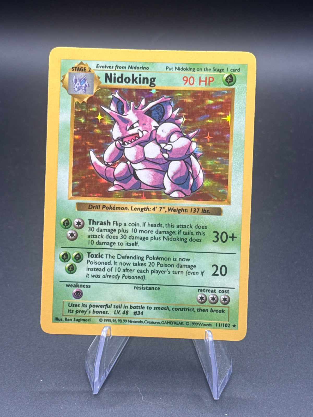 Pokémon TCG: 1999 Nidoking 11/102 Shadowless Base Set Holo