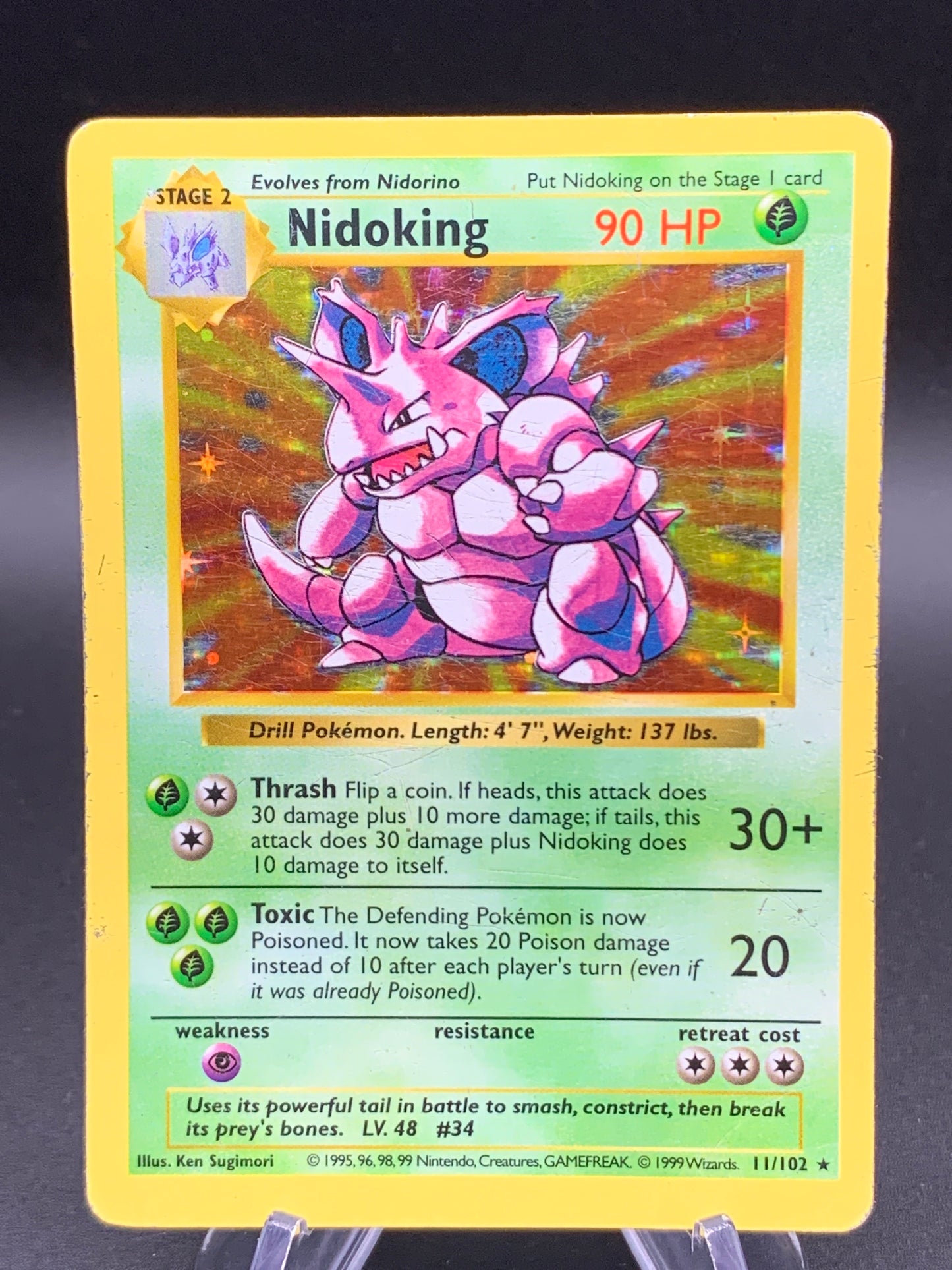 Pokémon TCG: 1999 Nidoking 11/102 Shadowless Base Set Holo