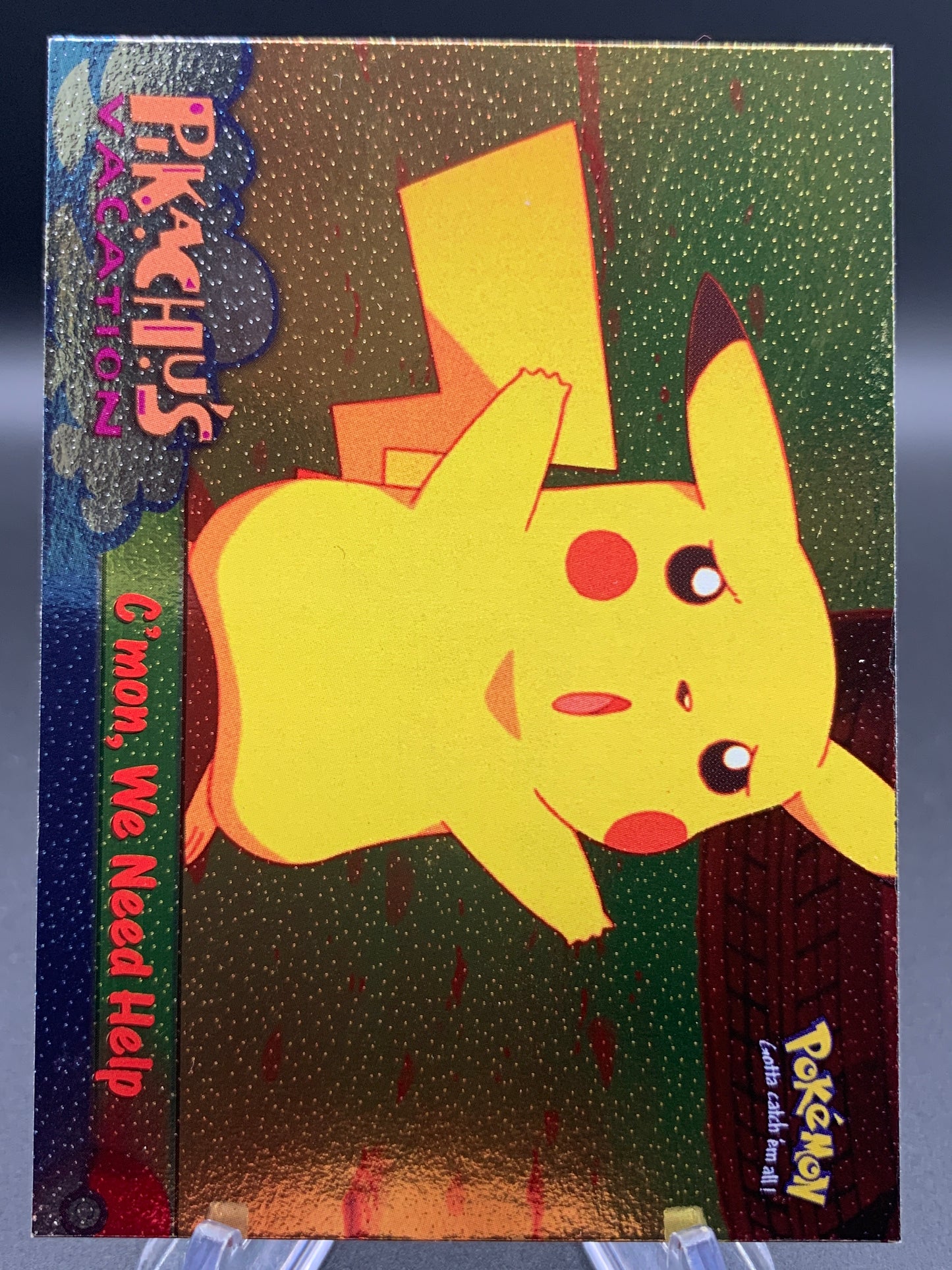 Pokémon TCG: Topps Pokémon C'mon, We Need Help - #53 - Pikachu's Vacation Movie Animation Edition Textured Holo