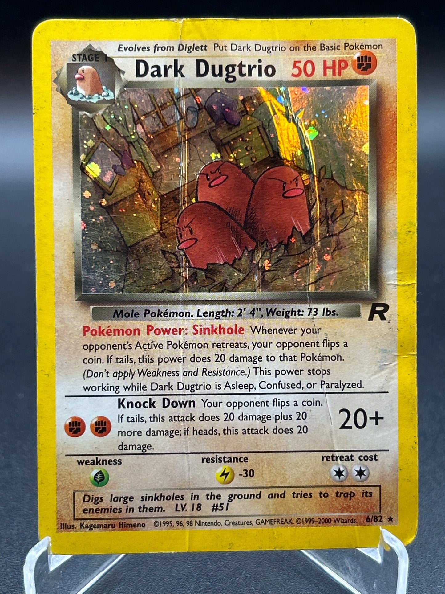Pokémon TCG: 2000 Dark Dugtrio 6/82 Team Rocket Unlimited Holo (Damaged)
