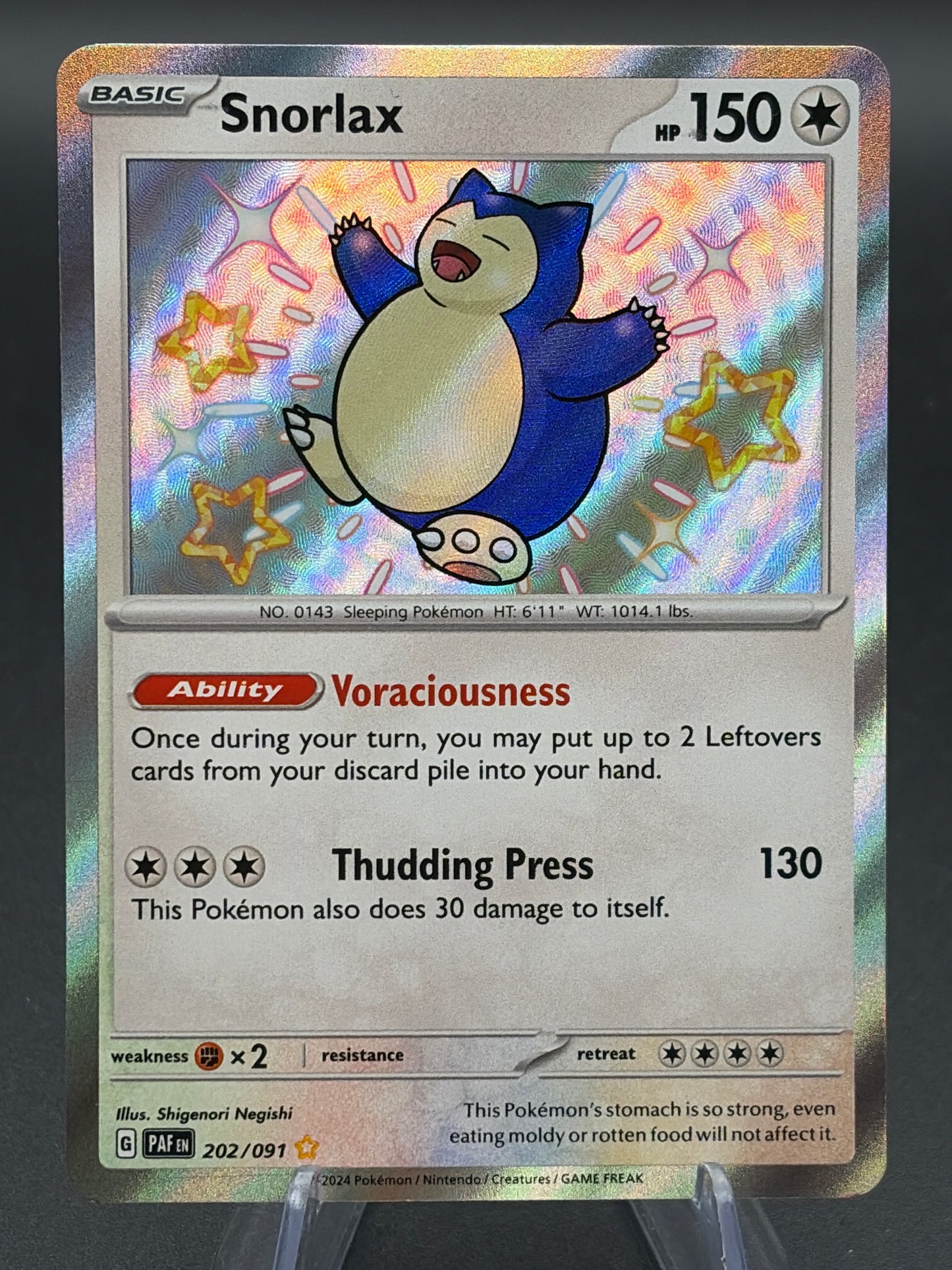 Pokémon TCG: 2024 Snorlax 202/091 S&V Paldean Fates Baby Shiny