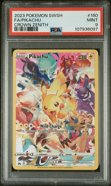 PSA 9 Pokémon TCG: 2023 Pikachu - 160/159 - SWSH: Crown Zenith