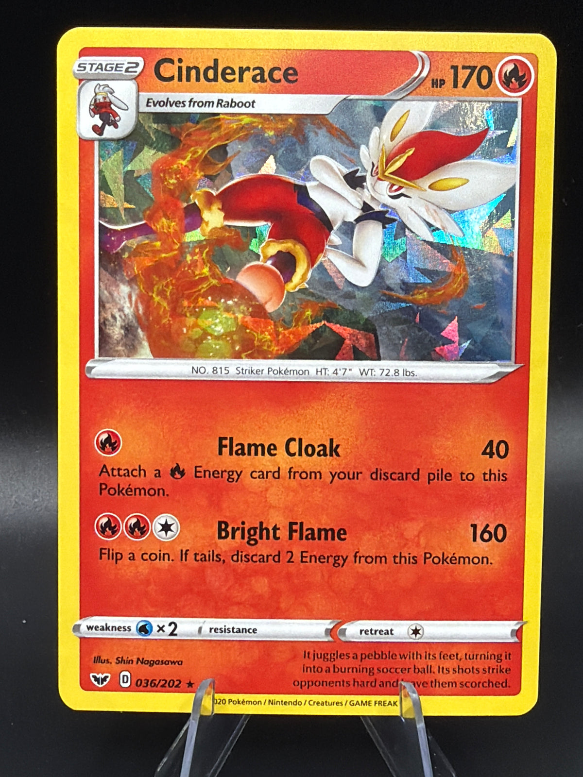 Pokémon TCG: Cinderace - 036/202 (Cracked Ice Holo) - Deck Exclusives (PR)