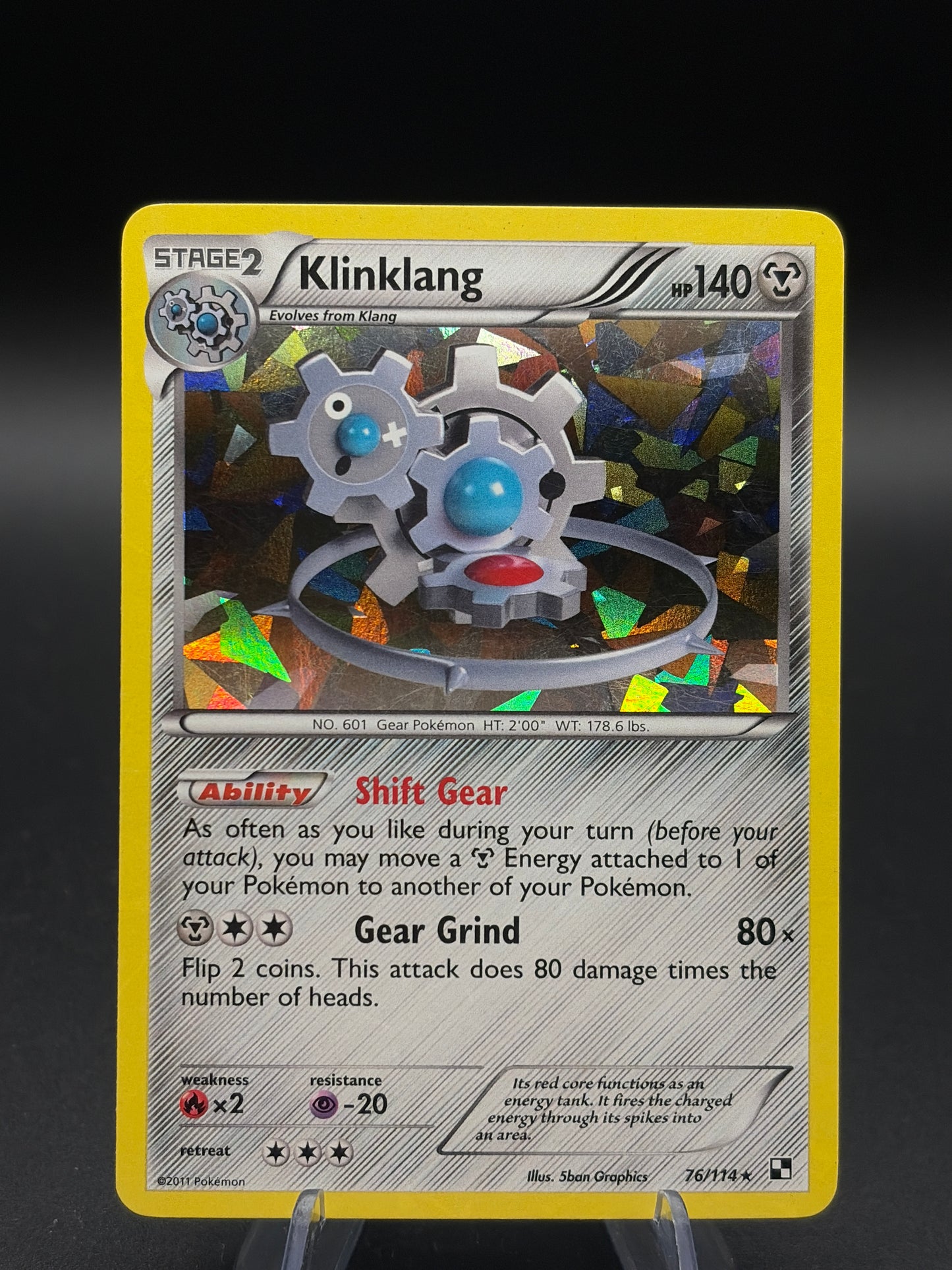 Pokémon TCG: 2011 Klinklang 76/114 BW: Black and White Base Set Cracked Ice Holo