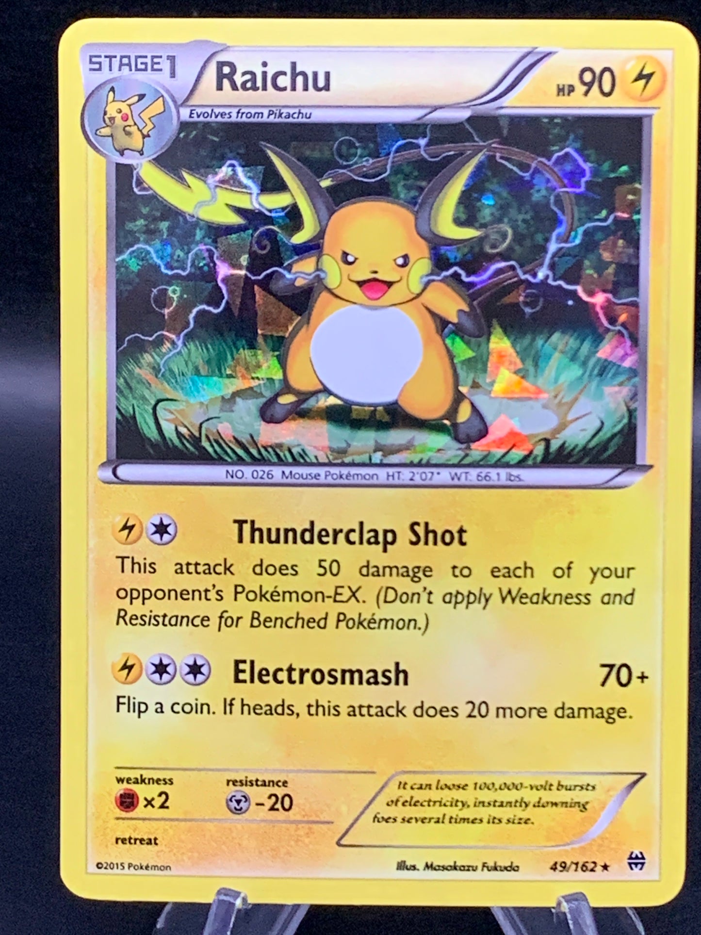 Pokémon TCG: 2015 Raichu - 49/162 - XY BREAKthrough - Cracked Ice Holo - Deck Exclusivs (PR)