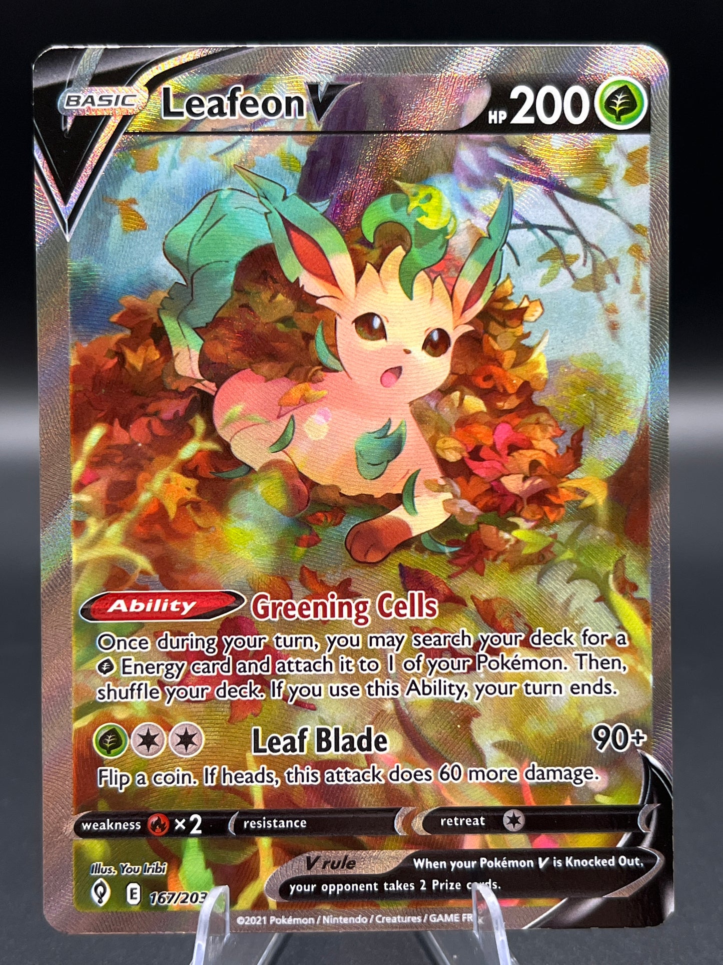 Pokémon TCG: 2021 Leafeon V 167/203 SW&SH Evolving Skies Alt Art