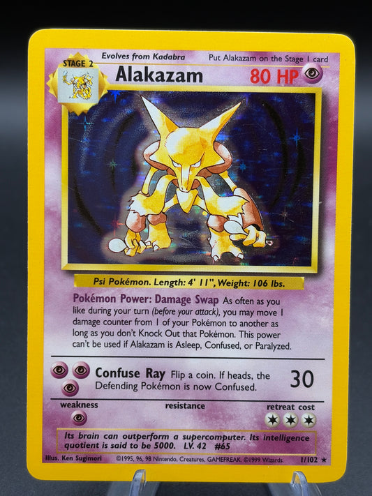Pokémon TCG: 1999 Alakazam 1/102 Base Set Holo LP
