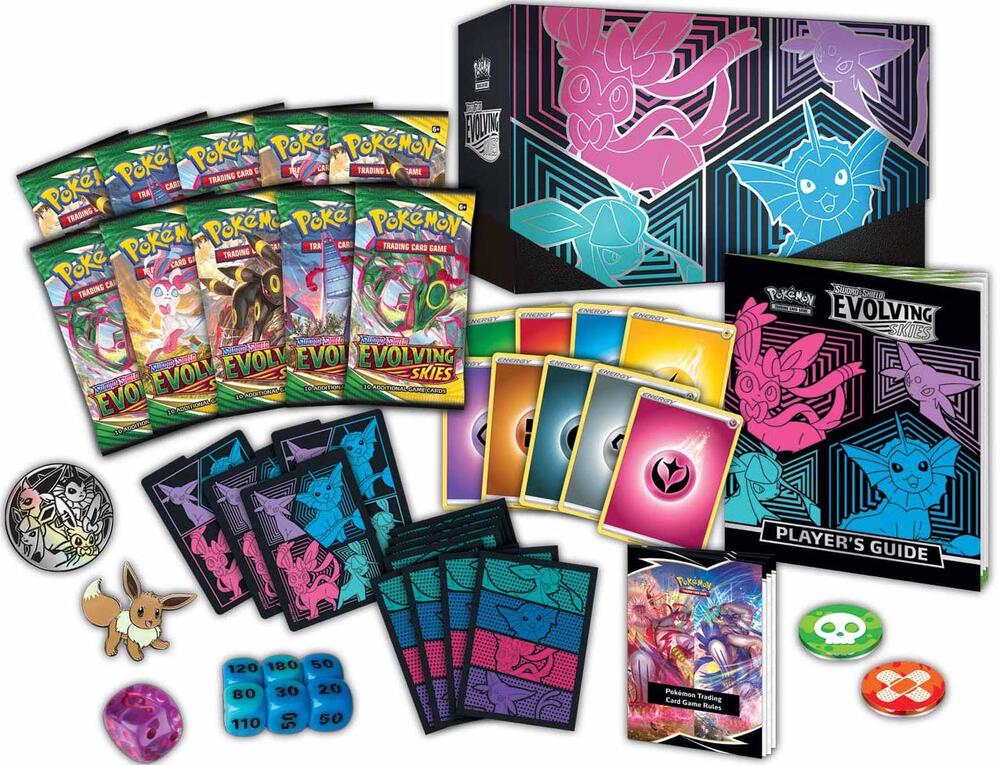 Pokémon TCG: Evolving Skies - Pokémon Center Exclusive - Elite Trainer Box (Glaceon, Vaporeon, Sylveon, and Espeon Cover Art)