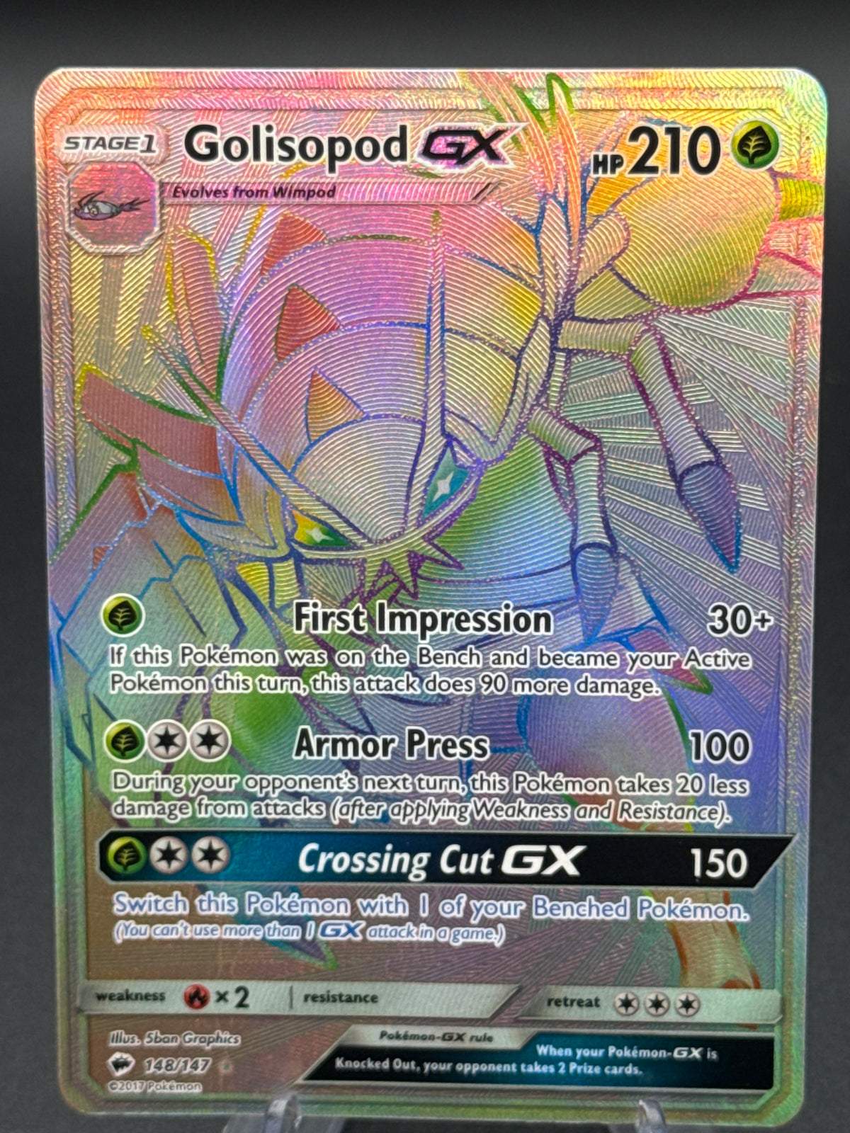Pokémon TCG: 2017 Golisopod GX 148/147 S&M: Burning Shadows Rainbow