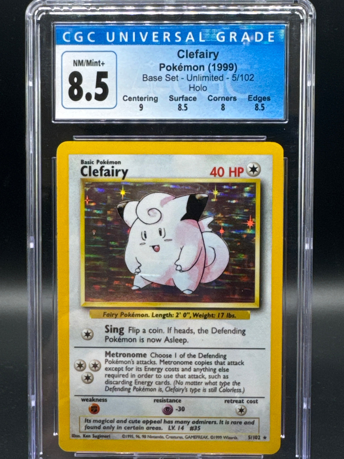 CGC 8.5 Pokémon TCG: 1999 - Clefairy - 5/102 Base Set (BS)