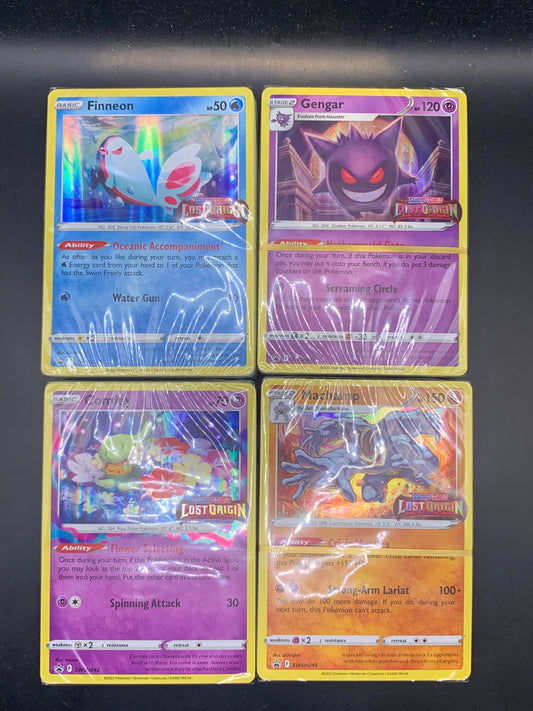 Pokémon TCG: Lost Origin [Set of 4] SWSH: Sword & Shield Sealed Promo Cards (Finneon, Gengar, Comfey, and Machamp)