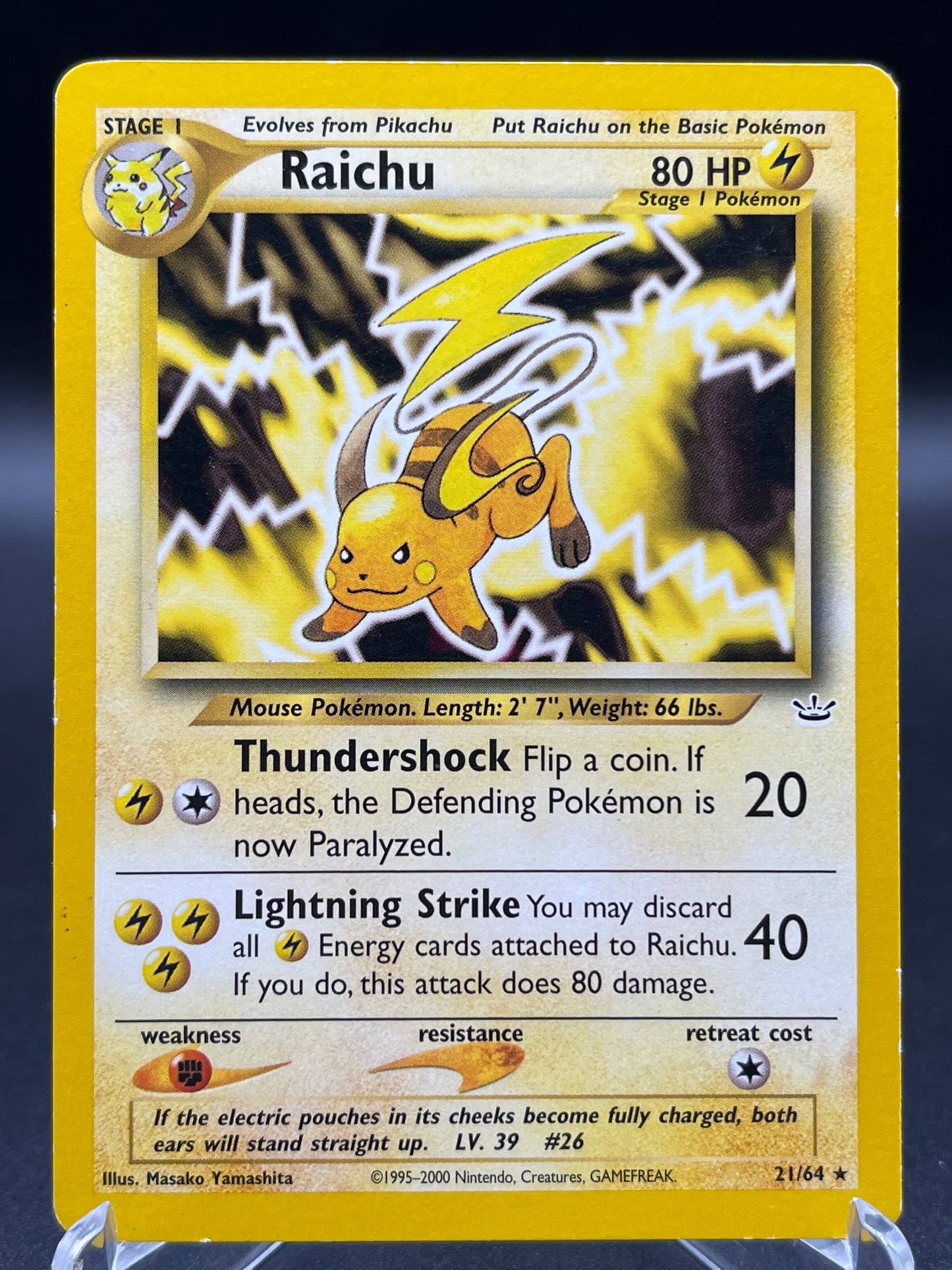 Pokemon TCG 2000 Raichu 21/64  - Neo Revelation