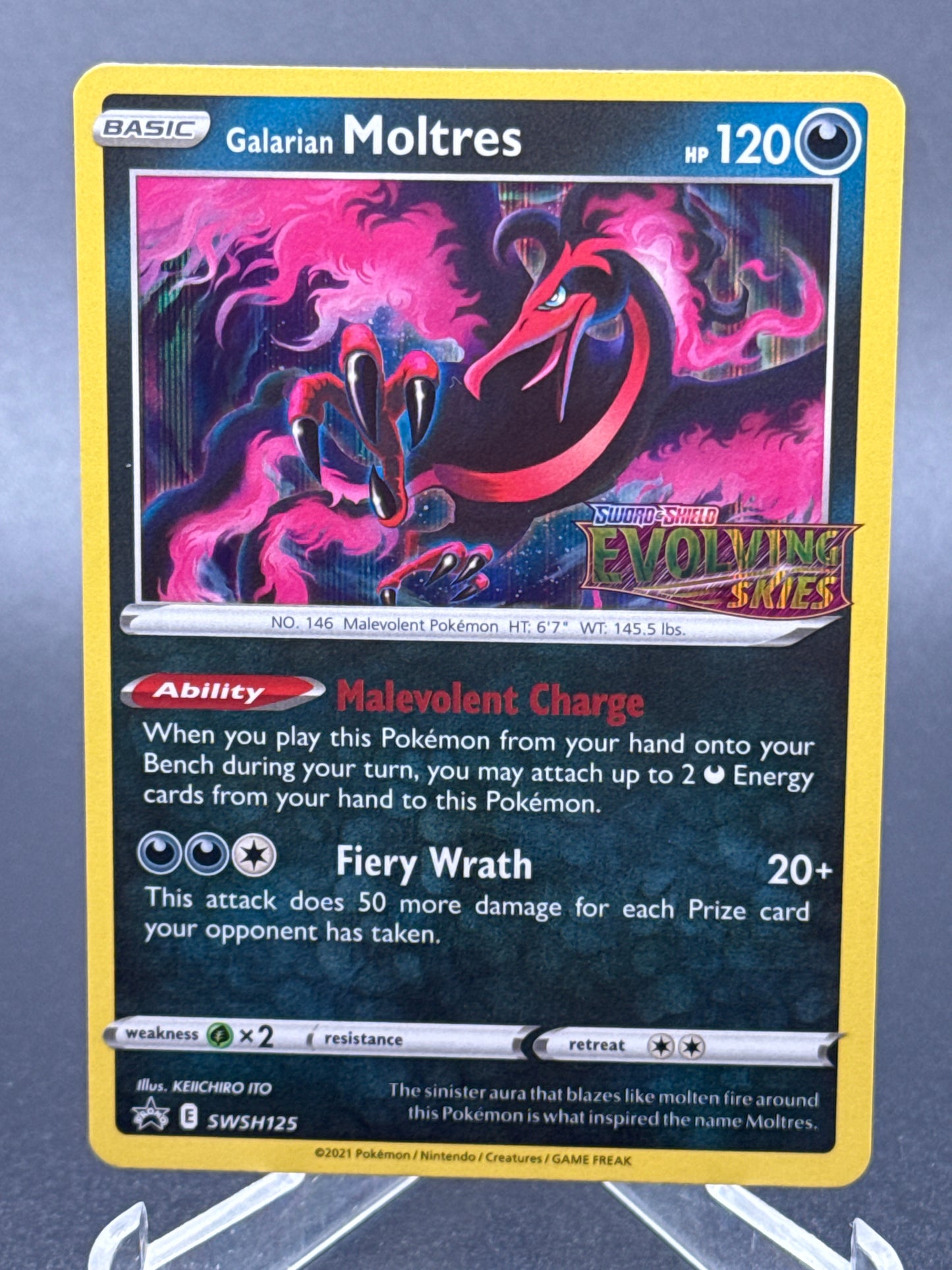 Pokémon TCG: 2021 Galarian Moltres SWSH125 SWSH: Evolving Skies Prerelease Promo