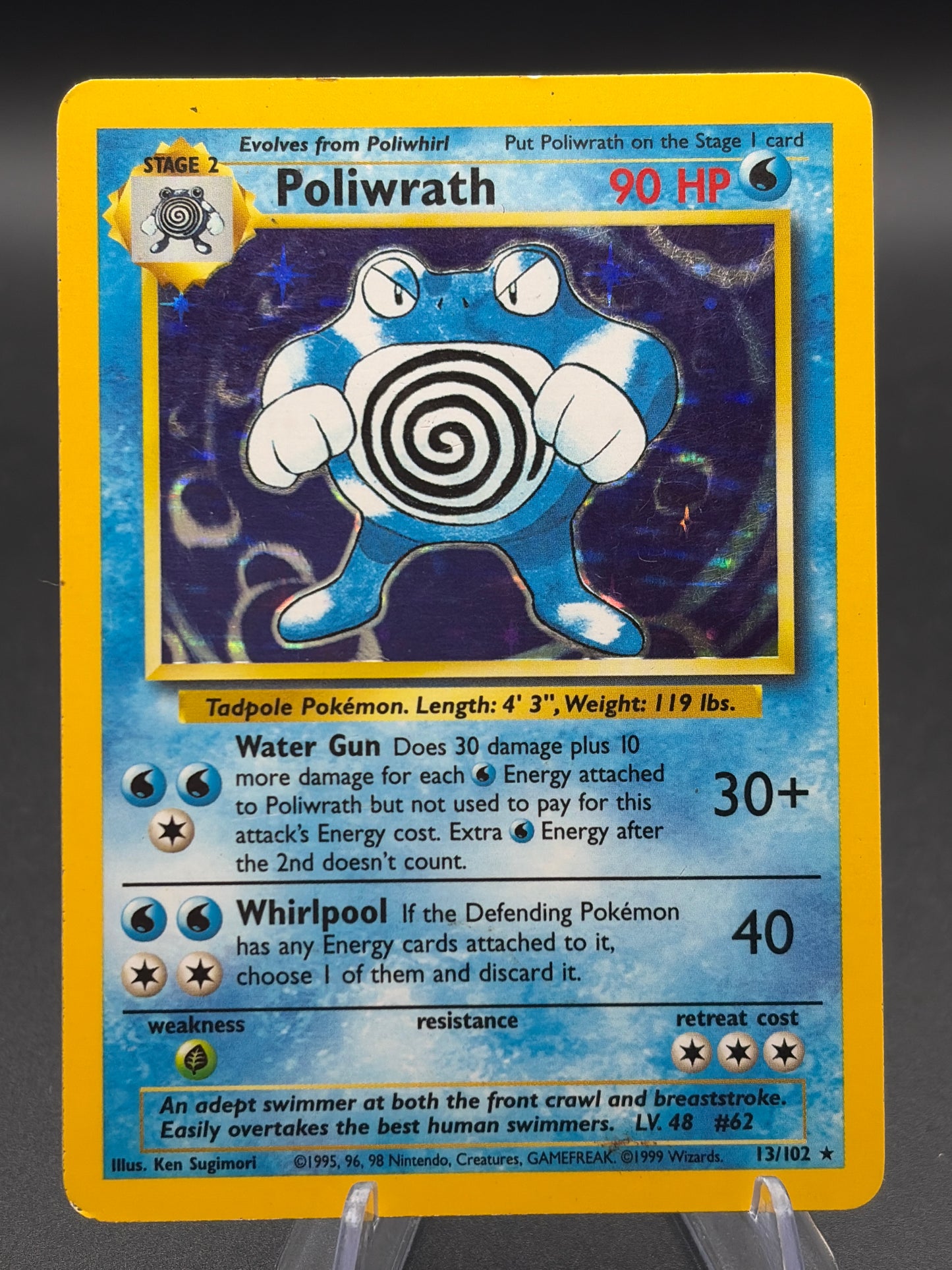 Pokémon TCG: 1999 Poliwrath 13/102 Base Set Unlimited Holo (Damaged)