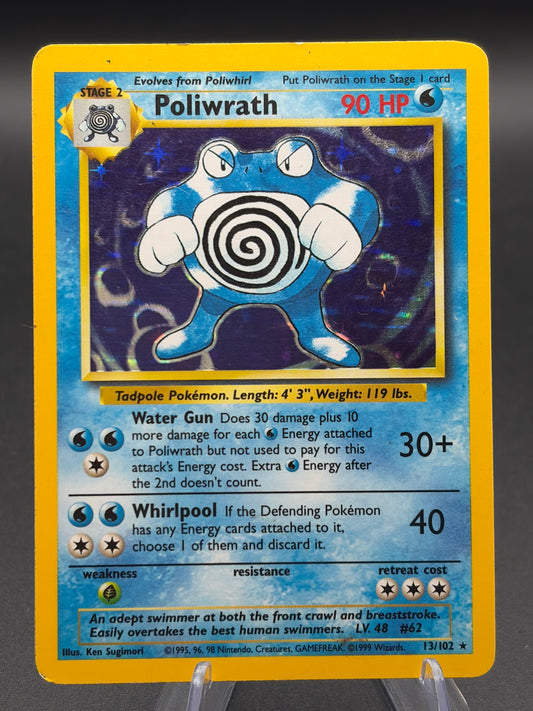 Pokémon TCG: 1999 Poliwrath 13/102 Base Set Unlimited Holo (Damaged)