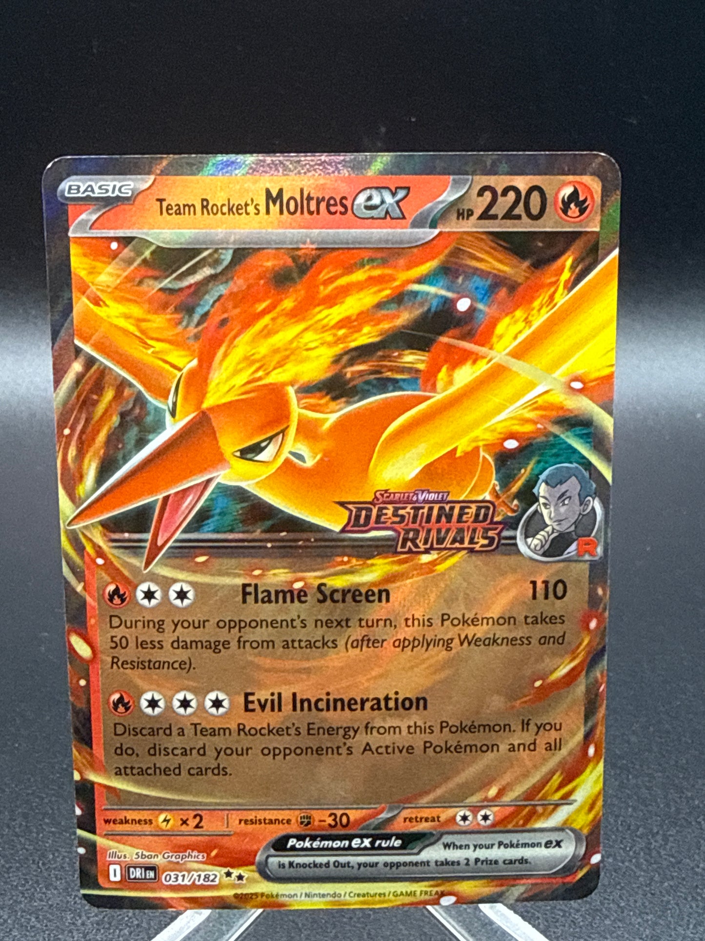 Pokémon TCG: 2025 Team Rocket's Moltres ex 031/182 - Destine Rivals stamp