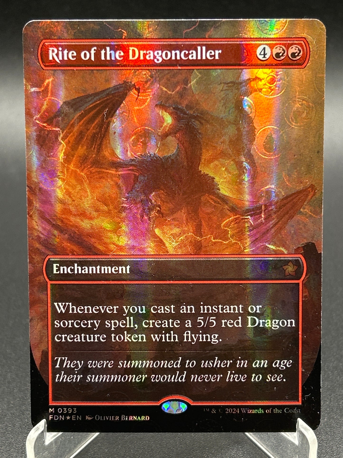 MTG TCG: Rite of the Dragoncaller (Borderless)(Mana Foil) M 0393 FDN: Foundations