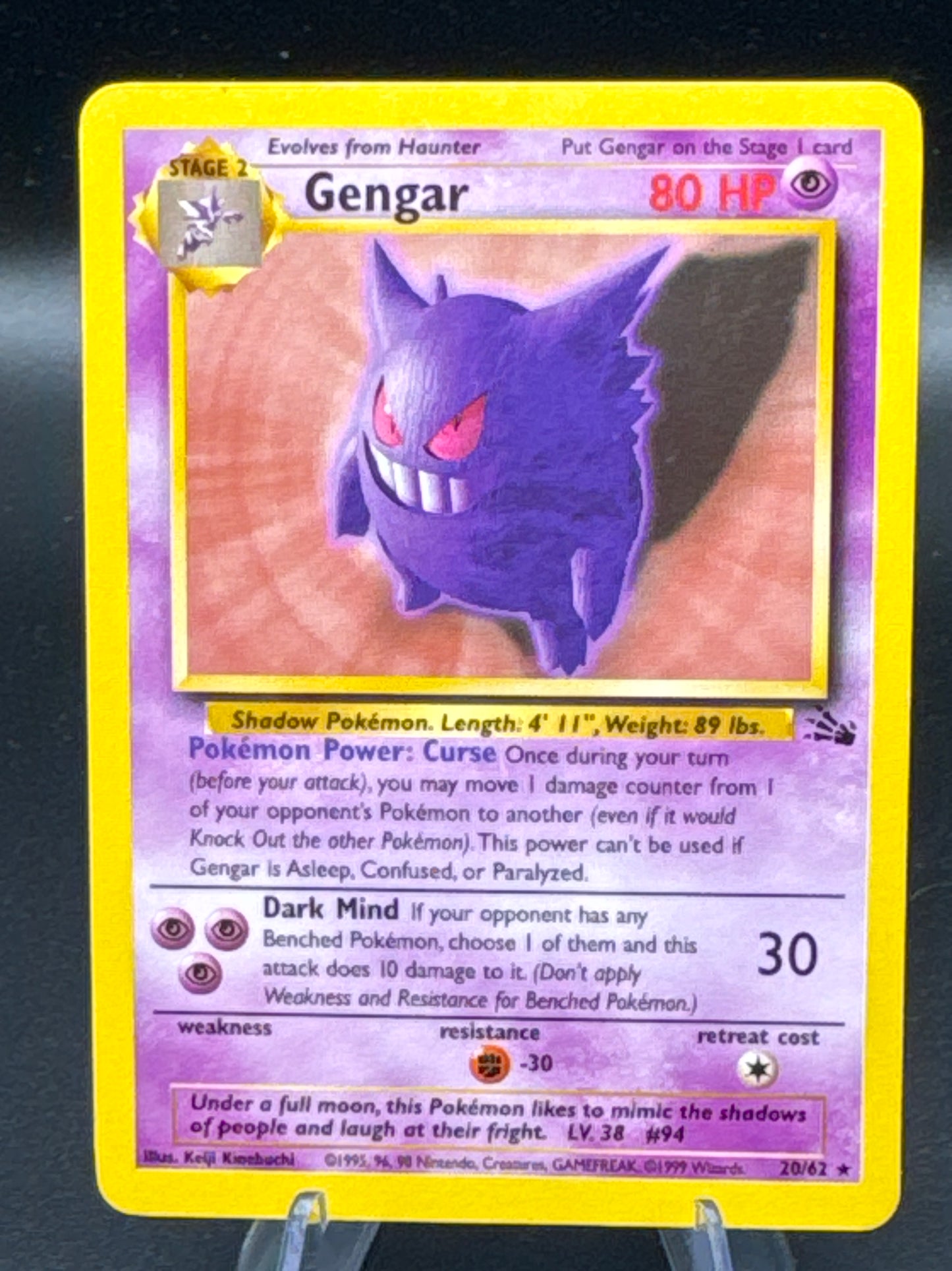 Pokémon TCG: 1999 Gengar - 20/62 - Fossil Non-Holo